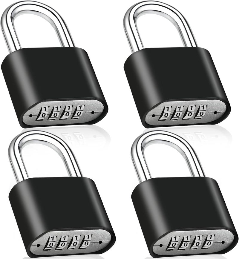 Faburo 4pcs Combination Lock, 4-Digit Heavy Duty Combo Lock, Combination Padlock Outdoor Waterproof Gate Locks for Outdoor Fence, Locker, Sheds, Gym, Gate Hasps (4pcs, Short Shackle) - Image 1